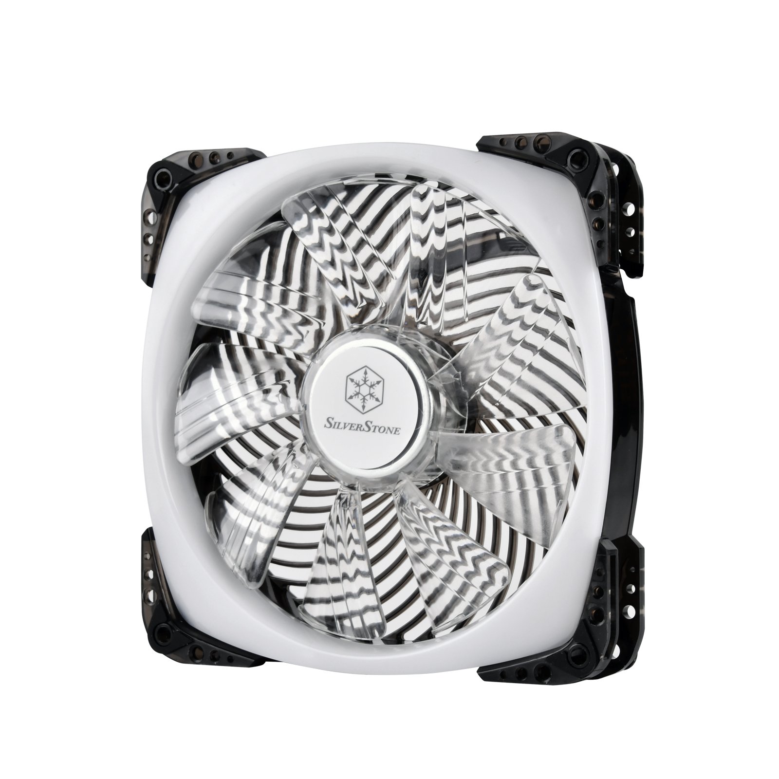 SilverStone SST-FW142-RGB - Ventola di raffreddamento della cassa del computer silenziosa serie FW 140 mm PWM, lama trasparente con telaio nero, cuscinetto a sfera, LED RGB