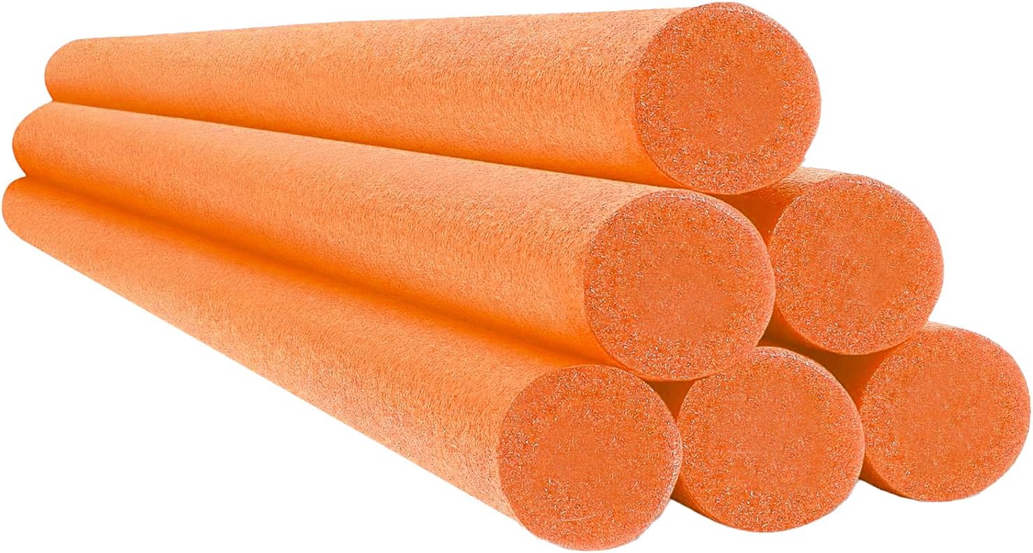 Chochkees Orange Pool Noodles Swimming Solid Core Foam Tube, Floating Thick Noodles for Floating, Pool Accessories, 52"