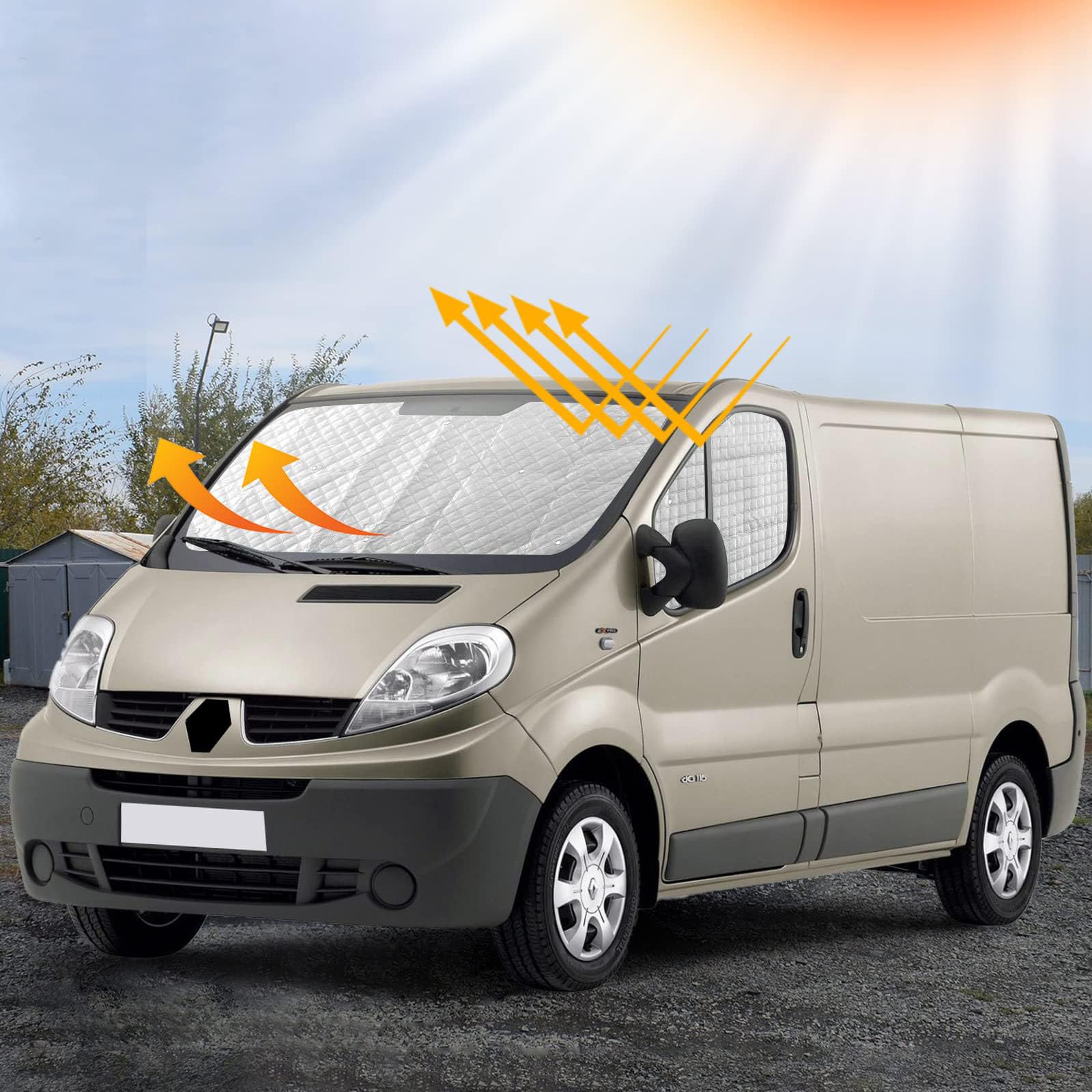Tapis thermique de rechange pour cabine conducteur pour Renault Trafic 2001-2014, pare-soleil intérieur de luxe pour Opel Vivaro 2001-2014, protection solaire pour pare-brise