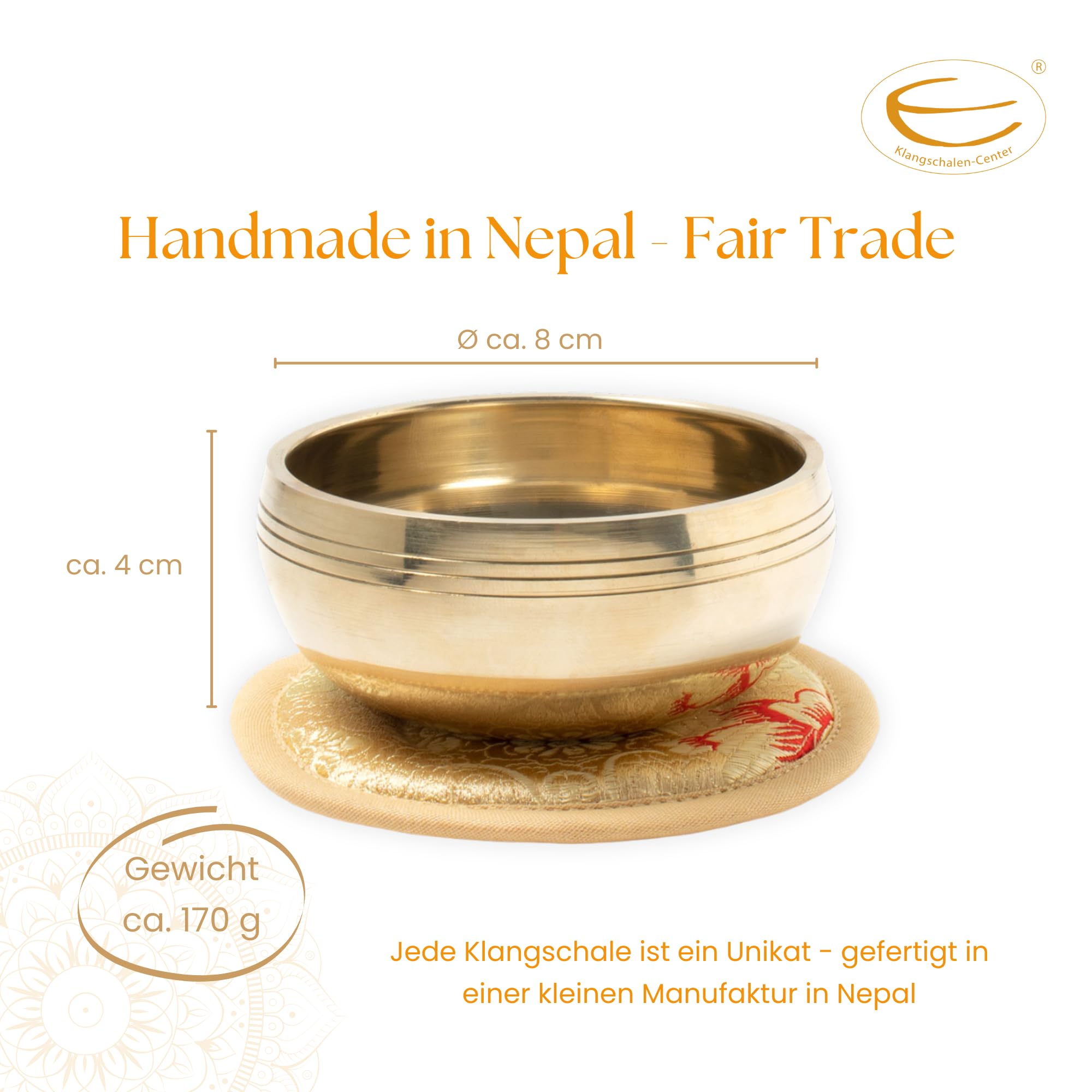 Gegossene Klangschale ca. 170 g, in Box mit Buddha-Aufdruck