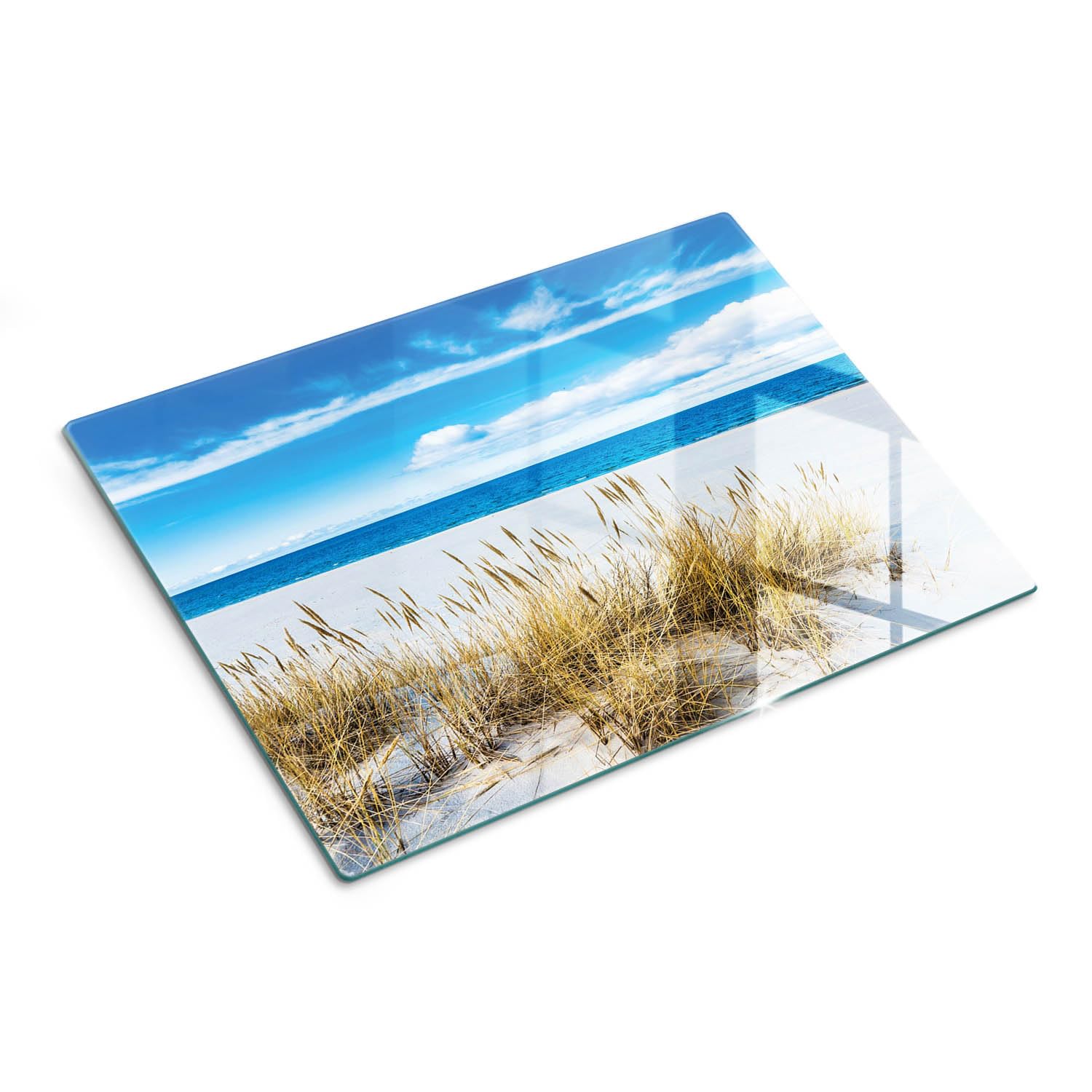 Piastra di protezione e coperchio in vetro 40x30 cm Spiaggia sabbiosa