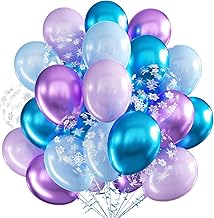 Blue and Purple Balloons, 60 Pieces Birthday Balloons, Blue Latex Balloons, Party Balloons, 12 Inch Metallic Latex Balloons for Birthday, Wedding, Baby Shower, Christening Party Decoration