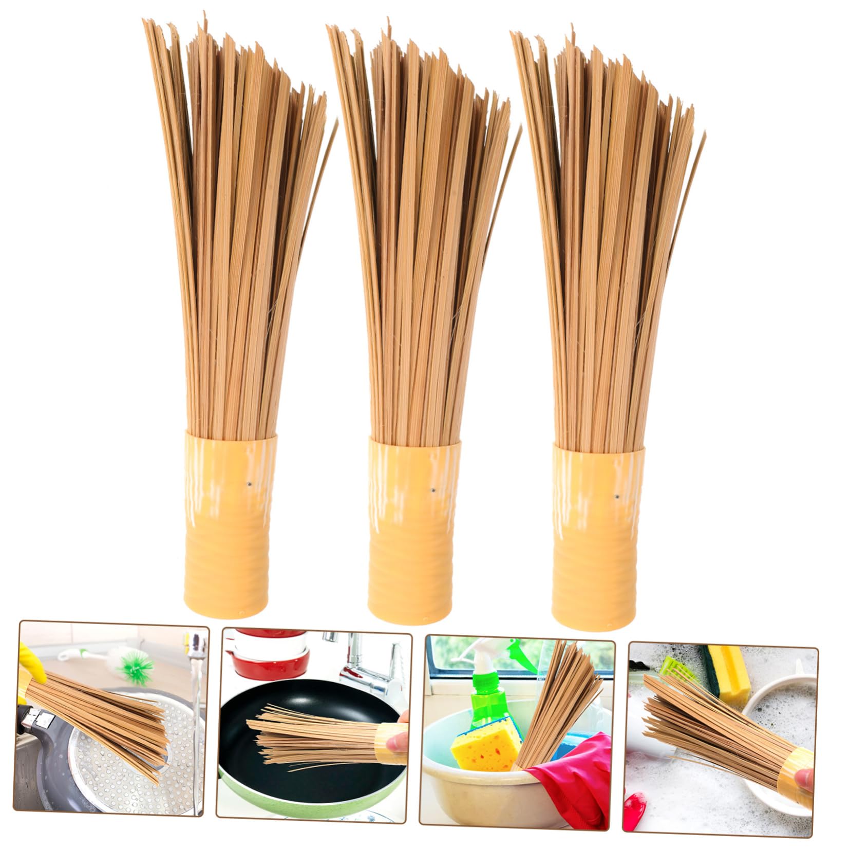 FRCOLOR 3stücke Spülbürste Für Geschirr Topfbürste Wokbürste Aus Holz Haushaltstopfreiniger Multifunktionstopfbürste Tragbar Scheuerbürste Für Küche