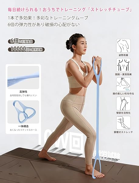 【美姿勢メイク】 AVNICUD ストレッチチューブ ストレッチバンド 猫背矯正 肩 エクササイズバンド 肩甲骨 背筋 最適 超高弾性 滑り止め フィットネス 筋トレ ヨガ 防止 姿勢 矯正 自宅 ピラティス ダイエット 初心者 プレゼント シニア シェイプアップ ギフト - 2