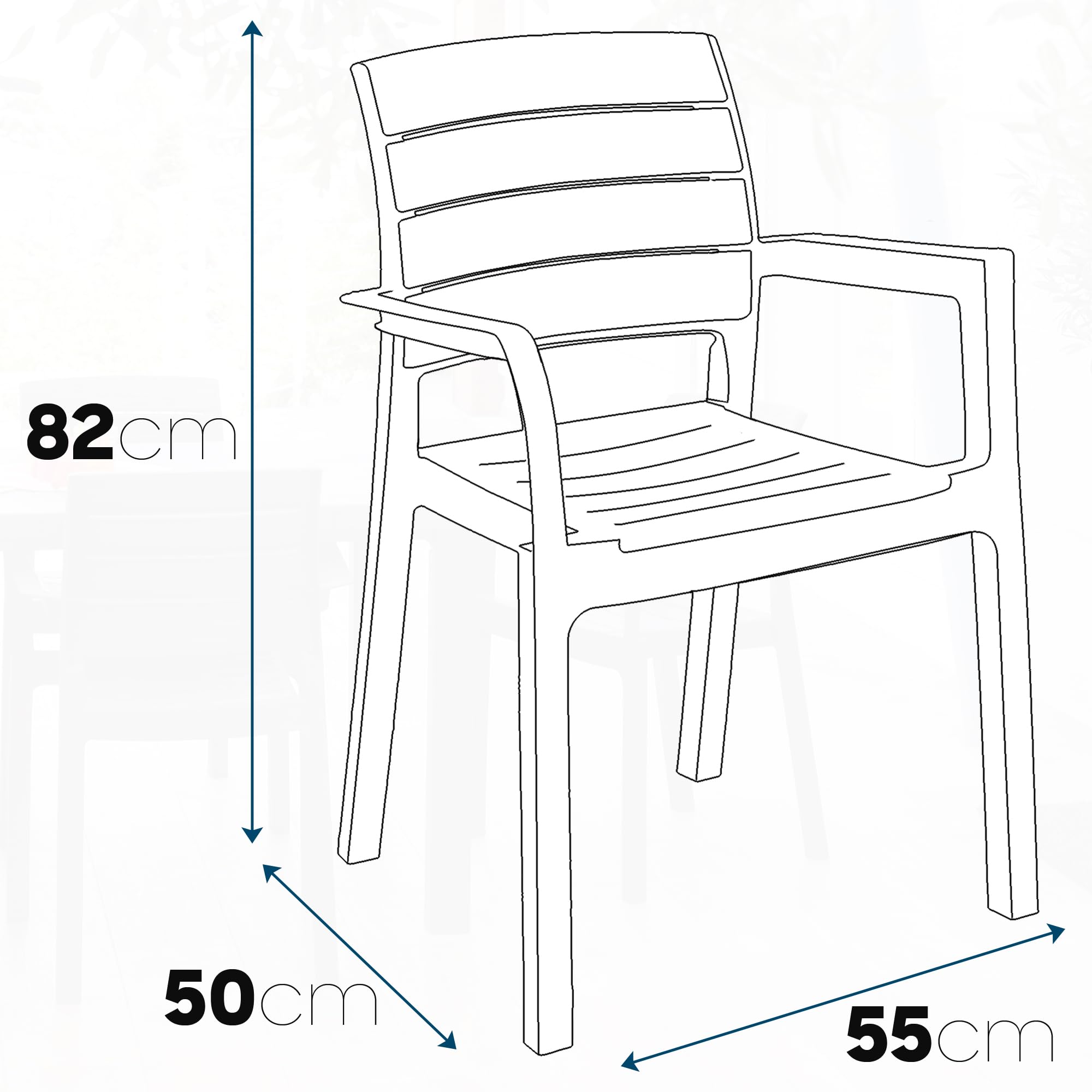Sicignano | Set Sedie e Tavolo 90x90cm Completo Antracite, Resistente UV, per Esterni e Interni, Adatto a Bar Ristoranti Pizzerie Spazi Commerciali (1, 2 Sedie 1 Tavolo)