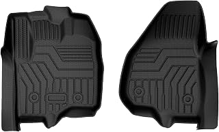 Front Floor Mats Compatible with 2012-2016 Ford F-250/F-350/F-450/F-550, Super Duty with Raised Drivers Side Pedal, All Weather Floor Liners 1st Row Set Black