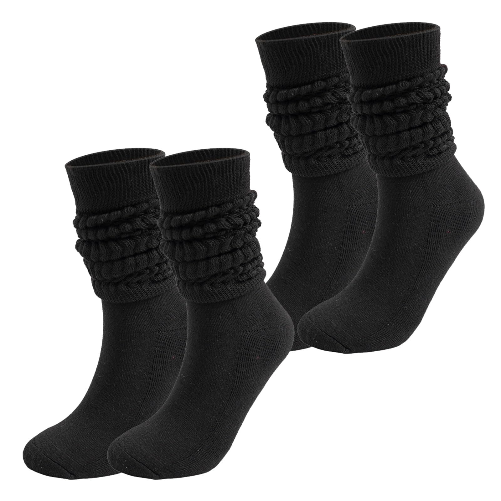 XNIVUIS 2 calcetines holgados negros para mujer, calcetines altos extra largos hasta la rodilla, calcetines para botas, calcetines largos, calcetines altos, calcetines de punto, calcetines cálidos de