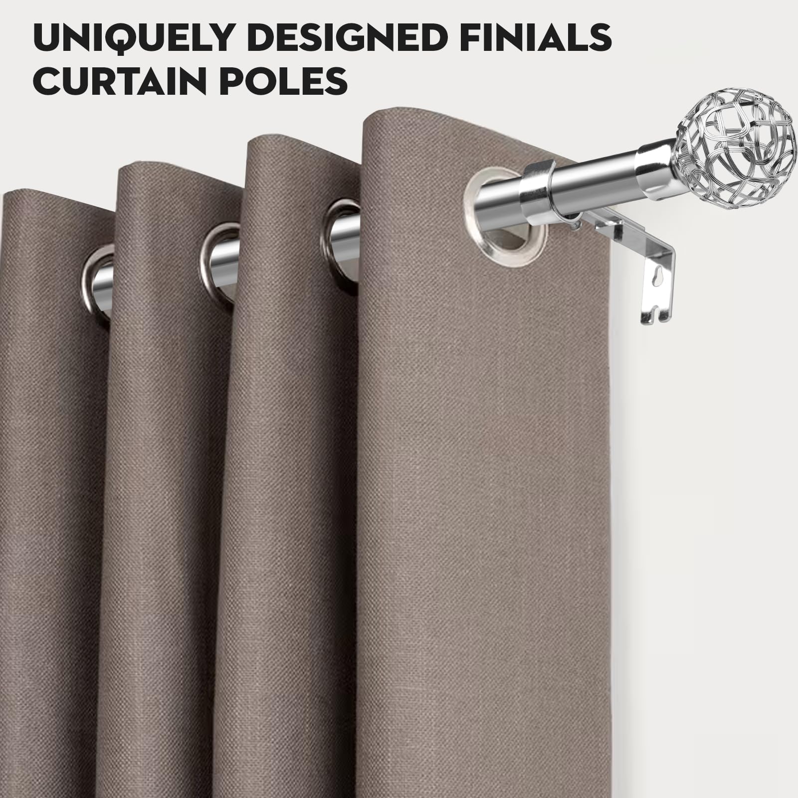 INFLATION Tringle à Rideaux Extensible 76-369 Cm – Acier Inoxydable Look Argent – Embouts Ronds Élégants – Sans Perçage Pour Fenêtres