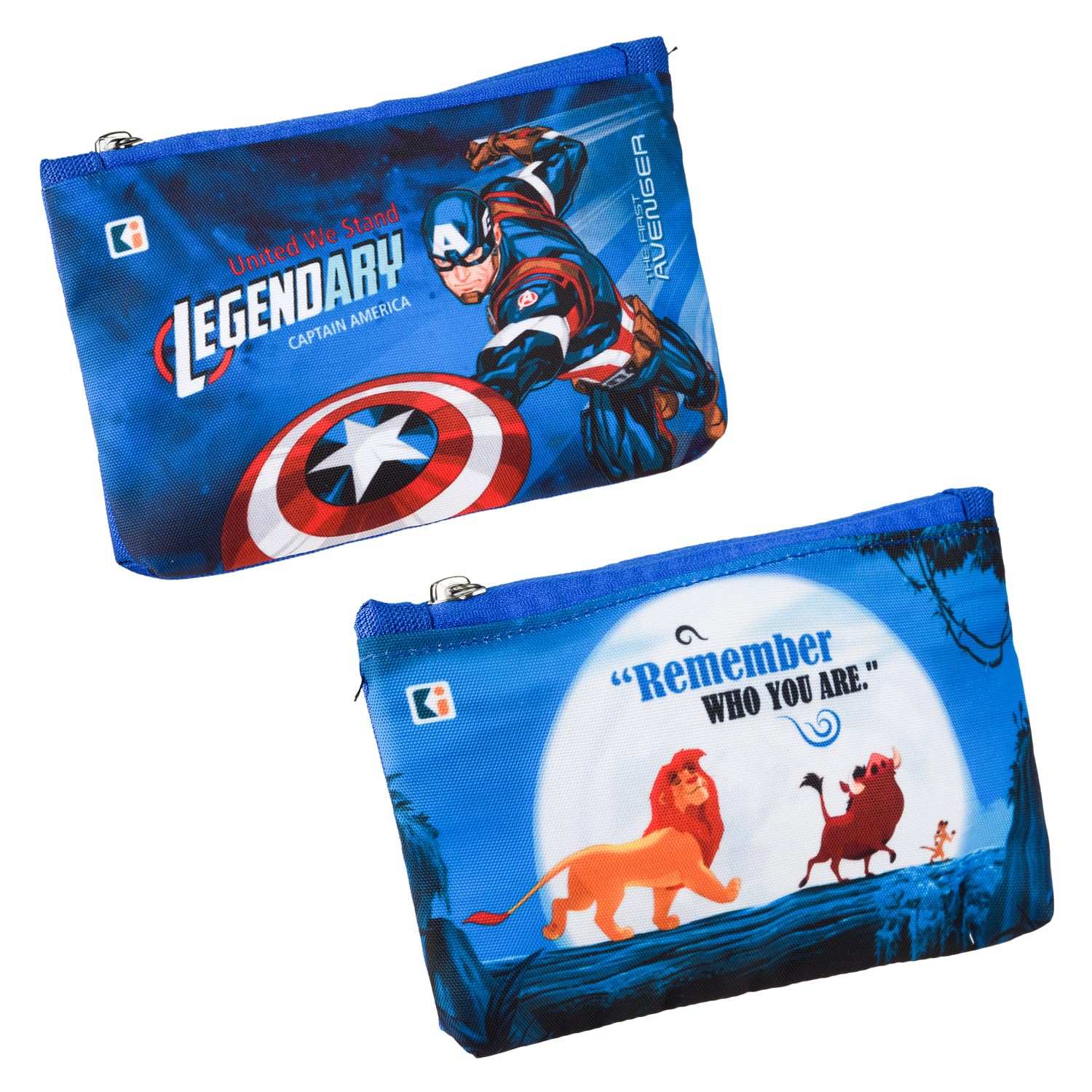 Pack of 2 Pencil Pouch | School Geometry Pouch | Square Stationary Pouch | Pen-Pencil Box for Kids | Pencil Utility Bag | Zipper Pencil Organizer | Royal Blue & Blue