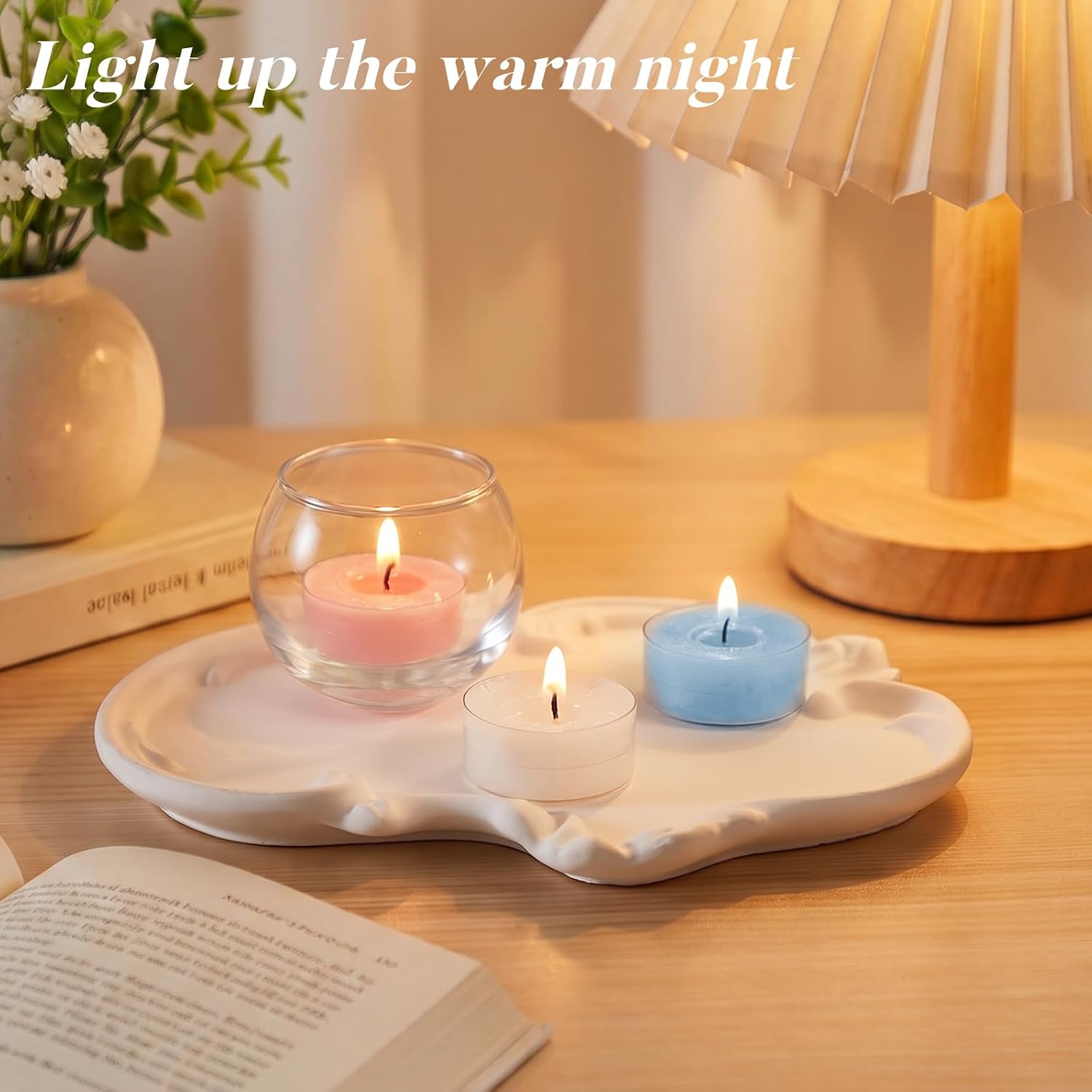 Ashlux Unscented Palm Tea Lights Candles, 16 Pack with Ice Flower Texture | 4-Hour White Candles in Acrylic Cups, Smokeless, Non-toxic, Clean-burning for Home Decor, Dinner, Wedding, Table Centerpieces