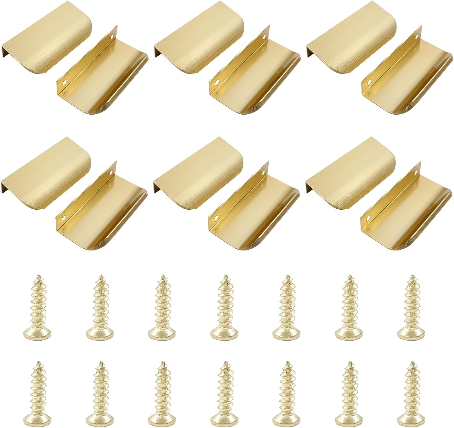 6個パック つや消し真鍮 キャビネット用フィンガープル 150mm &ndash; 隠しアルミエッジ設計 取り付け簡単 キッチン収納向け (80