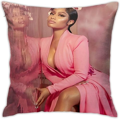 NALCKA Nicki Rapper Minaj - Funda de almohada decorativa de 18 x 18 pulgadas, funda cuadrada para sala de estar, dormitorio, sofá, coches