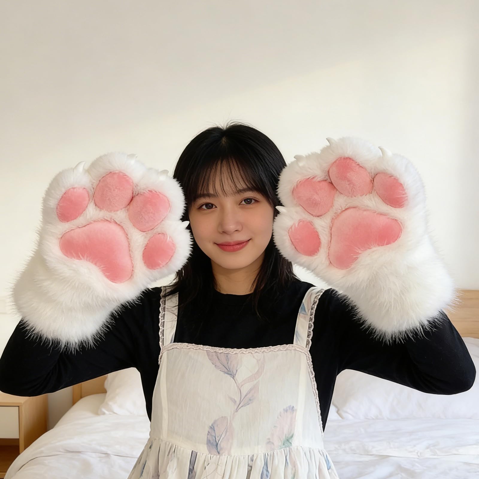 Gants en fourrure de pattes de chats, gants de Costume de Cosplay pour femmes et filles, confort, peluche douce, vêtements à main, Anime, pattes de chats chauds