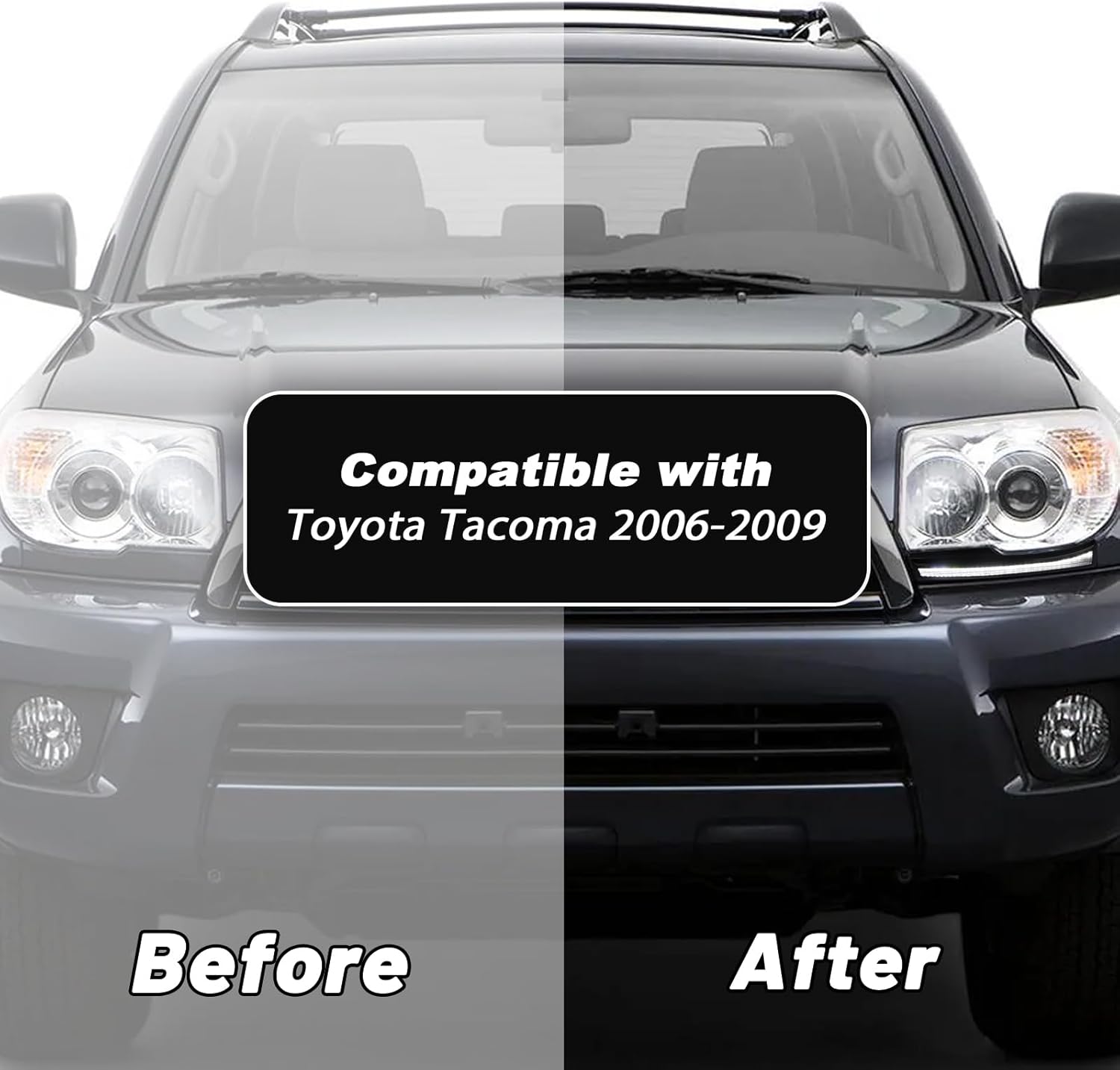 Switchback White/Amber LED Front Fog Side Marker Headlight Daytime Running Lamp Amber Sequential Turn Signal Light Compatible with Toyota 4Runner 2006-2009 Replacement Bumper Grill (06-09)