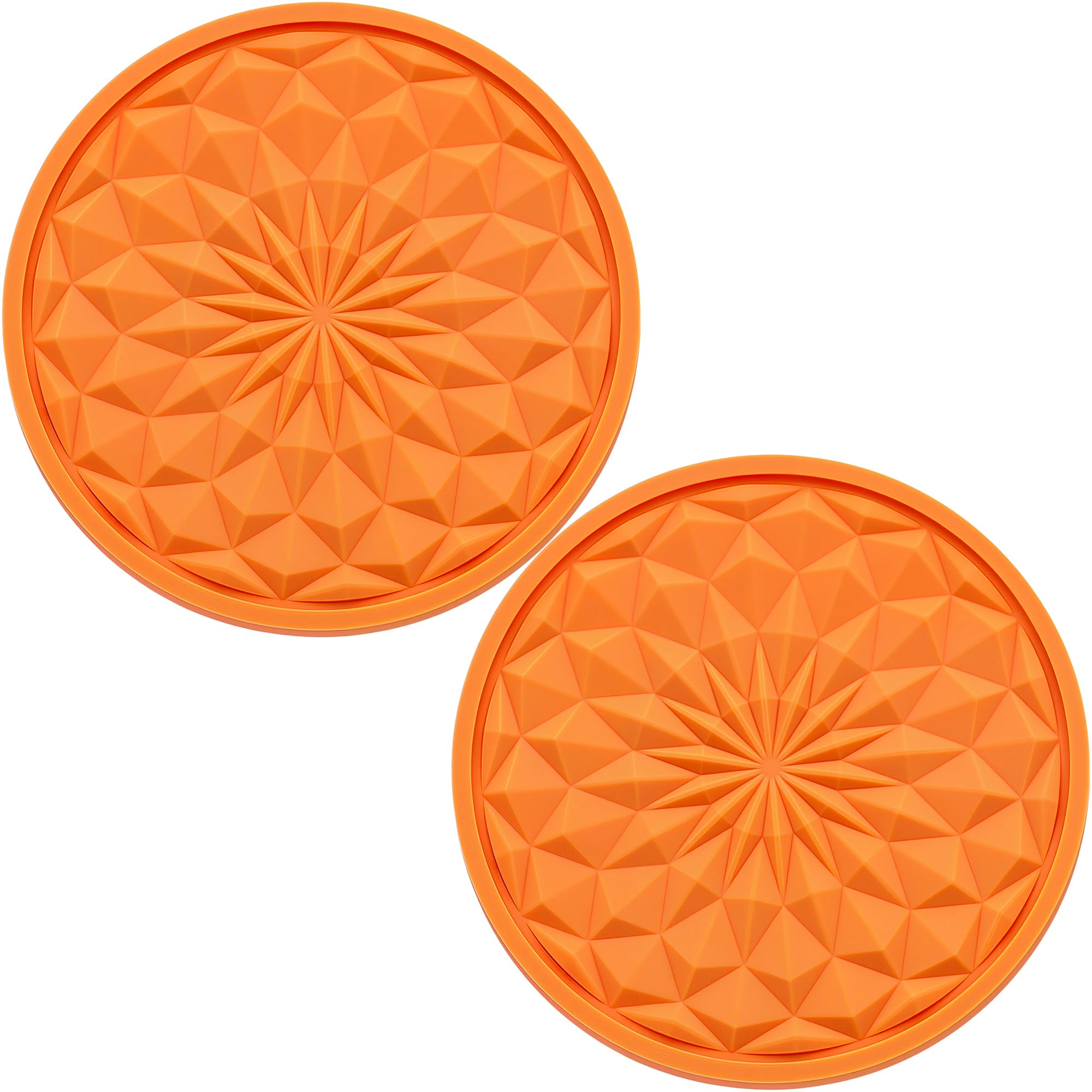 Photo 1 of MEAJOO 2 Pack Silicone Car Cup Holder Coaster – 2.75 Inch Non-Slip Drink Mat, Universal Fit for Most Vehicles – Cute & Functional Auto Accessories (Orange)