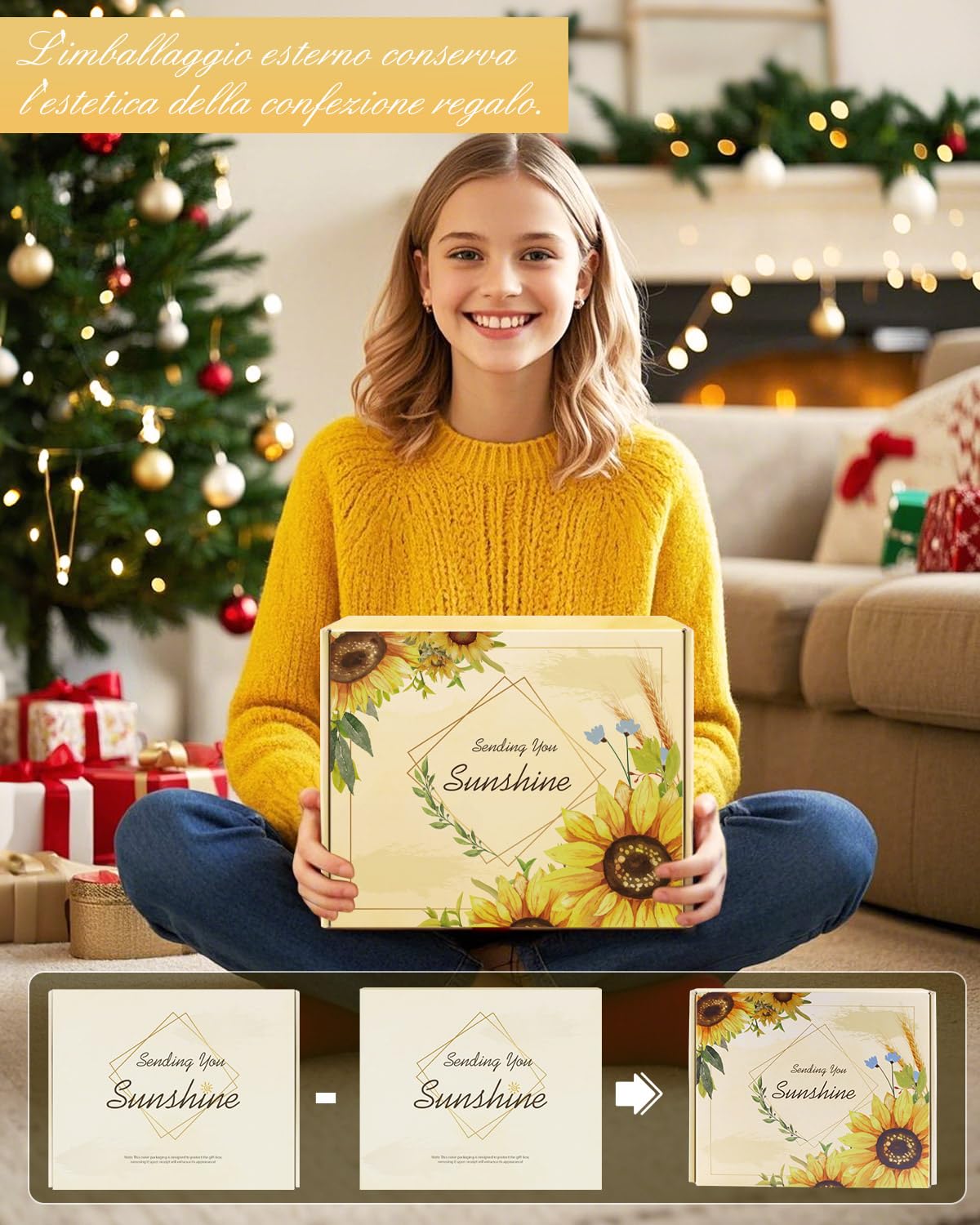 LIVEHITOP Regalo Compleanno Donna, Girasole Regalo Compleanno, Amica, San Valentino, Festa della Mamma, Natale Originale 10PCS Include Tazza Termica Mamma Moglie Figlia Fidanzata Collega