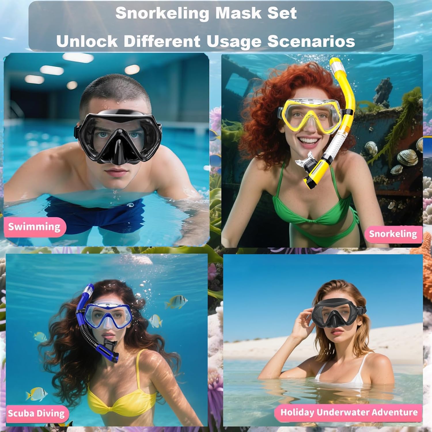 Snorkeling Gear for Adults,Dry-Top Snorkel Mask Set with Carry Bag,180° Panoramic View, Anti-Fog Anti-Leak Tempered Glass Diving Mask,Adjustable Snorkel Kit for Scuba Diving,Swimming,Snorkeling Travel - Image 7