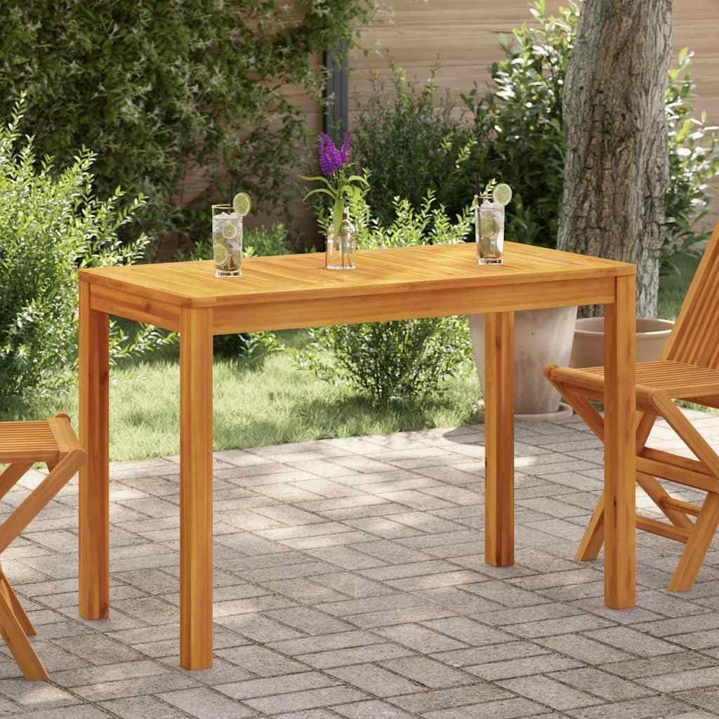 Natural Brown Solid Acacia Wood Outdoor Dining Table, Oiled Finish, 43.3 x 21.7 Inch Rectangular Patio Table for Garden, Terrace, Balcony