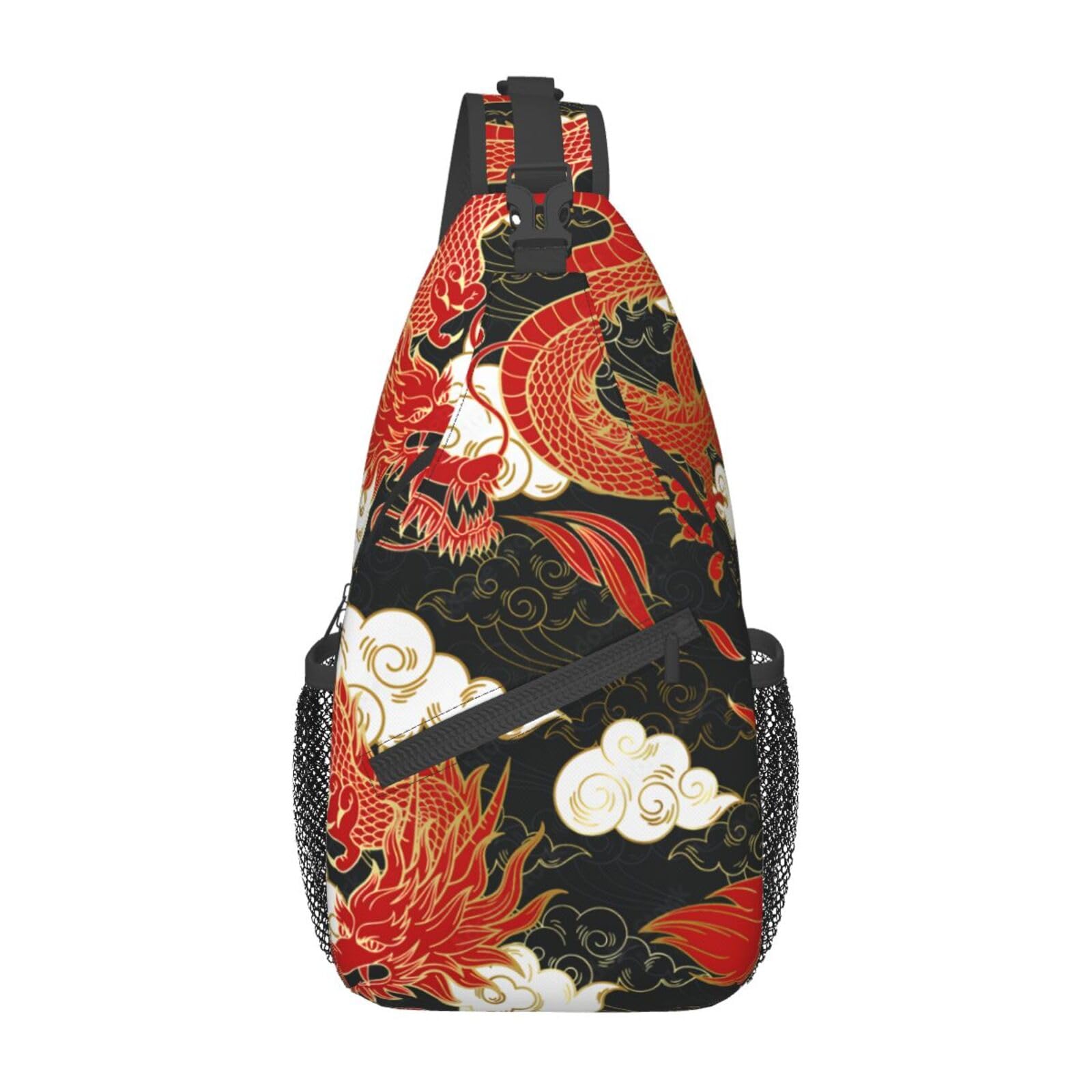 Cool Dragon Crossbody Bags for Women Men Red Dragon Sling Bag Backpack Casual Chest Bag with Adjustable Shoulder Strap