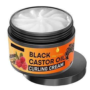 Black Castor Oil Curl Defining Cream, Hydrating Argan Oil Hair Mask Curl Cream for Enhances Wavy Hair and Curly Hair Smoothing Curling Cream for Long-Lasting Styling Volume and Reduces Frizz