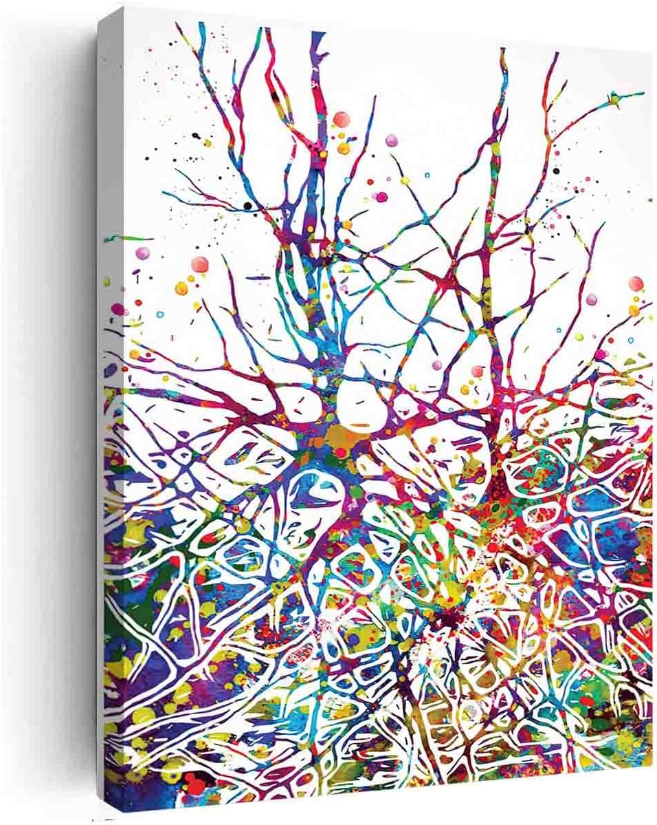 Neur Mural Amazon.com: Modern Farmhouse Canvas Wall Art,Neural Network Watercolor ...
