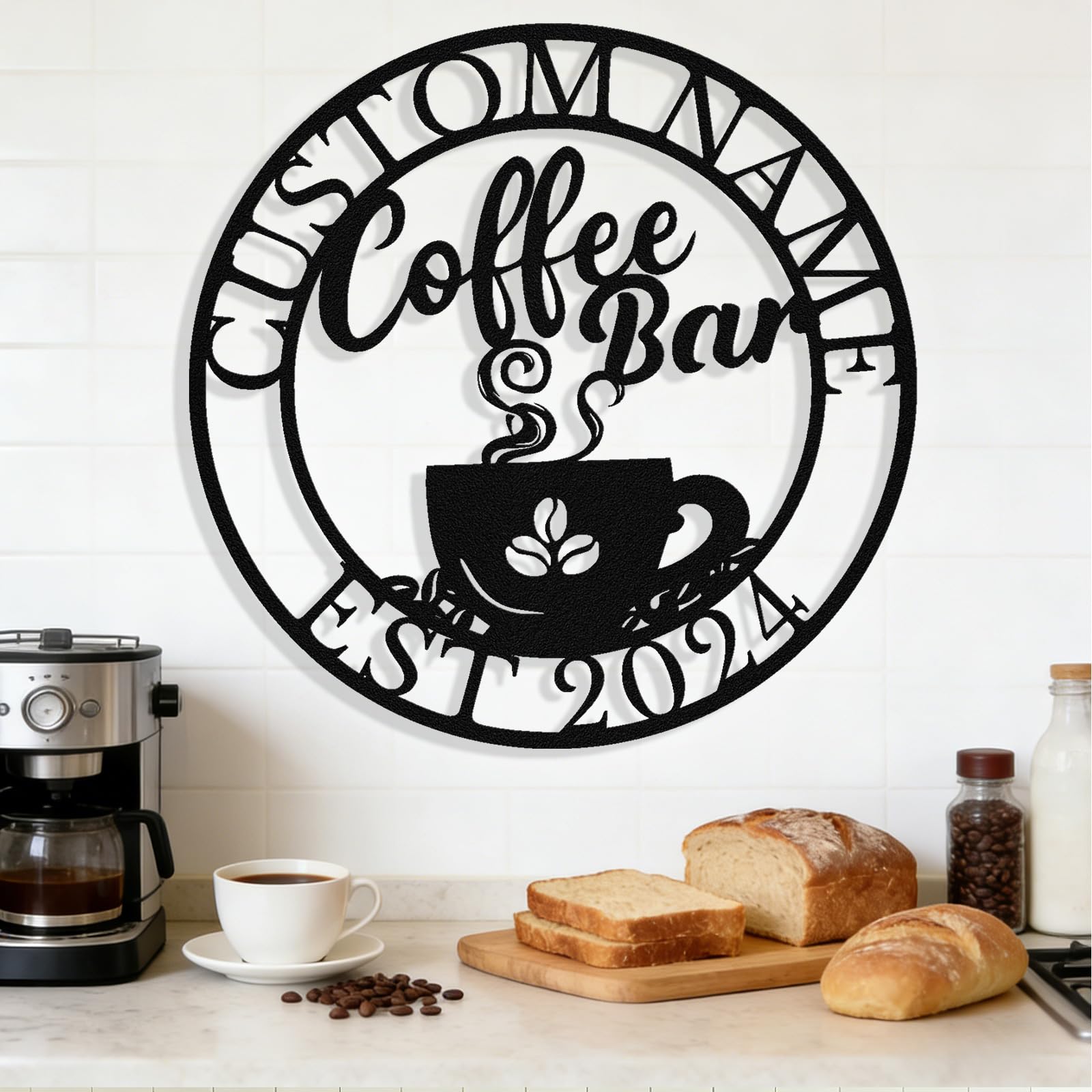 Personalized Coffee Bar Metal Sign, Custom Coffee Signs, Custom Coffee Name Signs for Cafe Station, Coffee Wall Art Decor for Kitchen, Cafe Shop Decor, Cafe Lover Gift