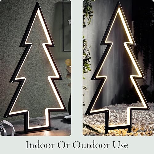 Miniatura 3 de 42 North Árbol de Navidad con luz LED blanca cálida preiluminada de 2 pies con soporte redondo para árbol de Navidad, para exteriores e interiores,