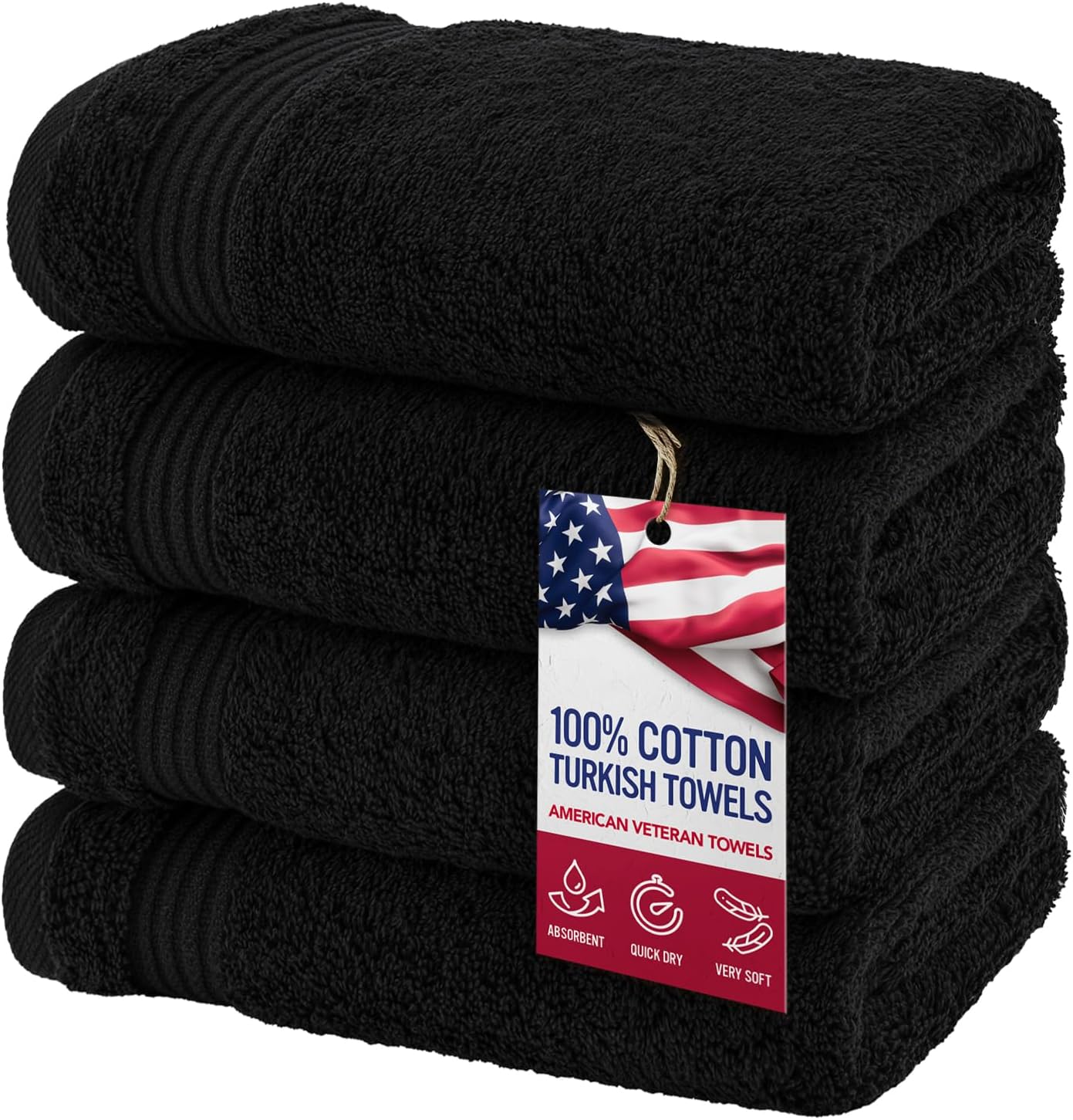 American Veteran Towel, Set di 4 asciugamani per il bagno, 100% cotone, set di asciugamani turchi Clearance Prime, morbidi asciugamani per il viso