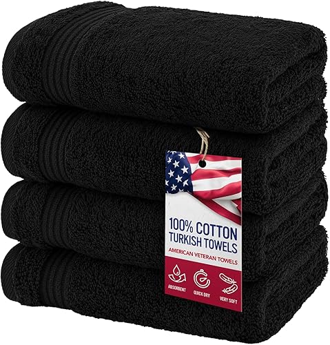 Vista 84 de American Veteran Towel, Juego de 4 toallas de mano para baño, juego de toallas de mano turcas 100% algodón, toallas de mano suaves, toallas de mano