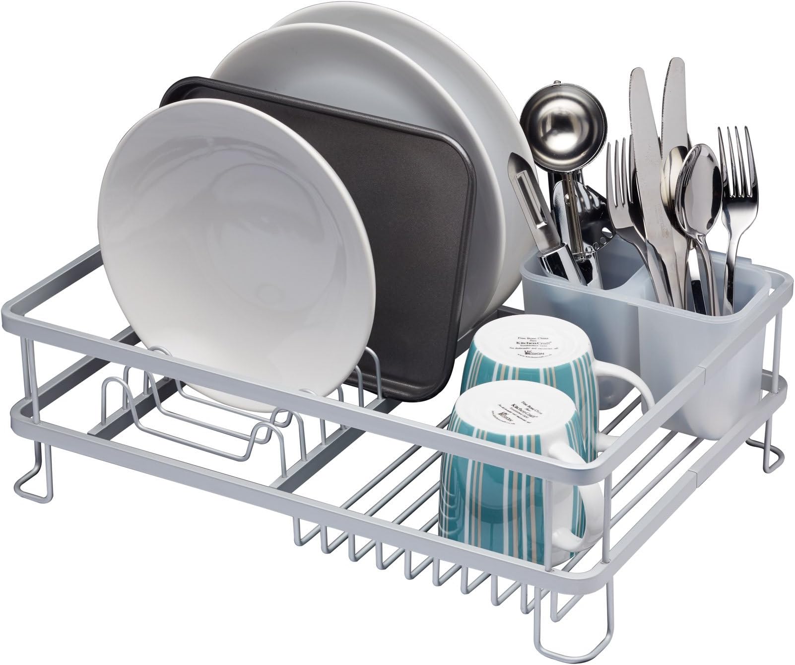 MasterClass Aluminium Dish Drainer Rack, Sink Dish Rack with Large Capacity, 42 x 30 x 13 cm, Silver
