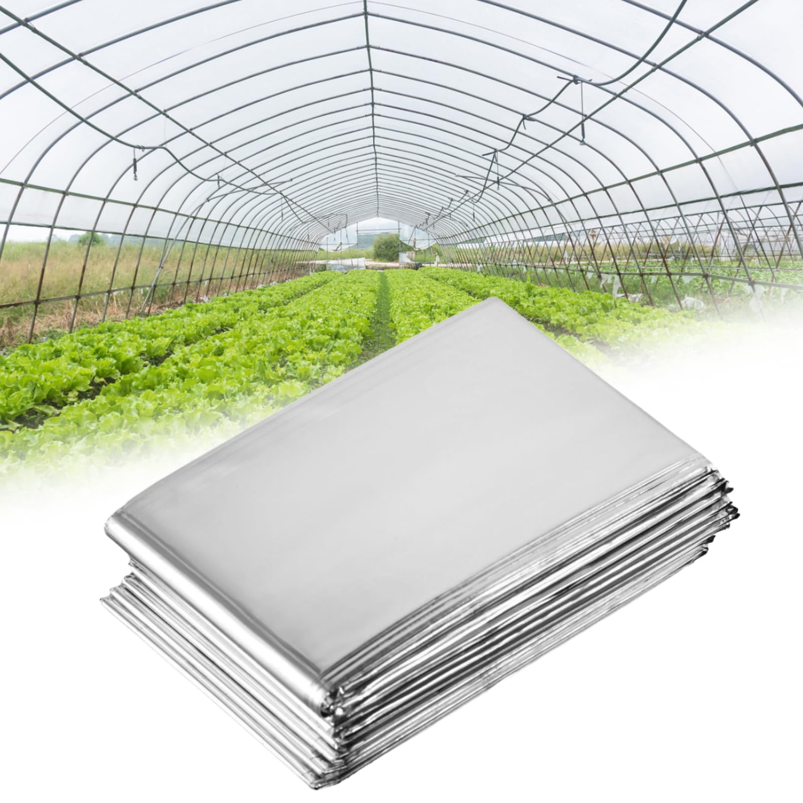 Plant Reflective Film, Silver Blanket, High Reflective Covering Foil Sheet for Greenhouse Plant Growth(160cm X 210cm)