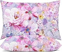 Vista 10 de YIYEA Juego de 2 fundas de almohada estándar de microfibra ultra suave de doble cepillado, fundas de almohada estándar, fundas de almohada florales