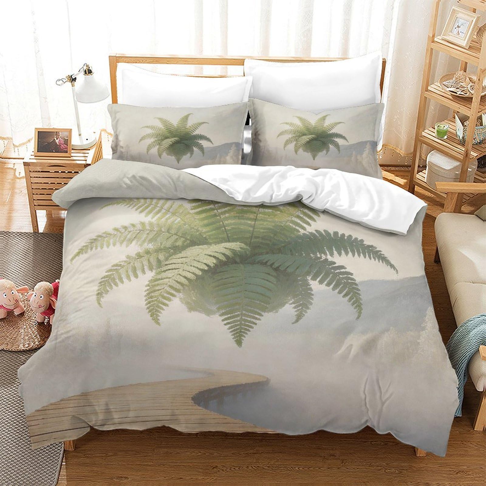 Housse de couette palmier sans repassage en microfibre anti-plis et facile à laver