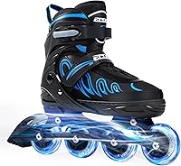 ECOO Adjustable Inline Skates for Kids 5-12 Boys Girls - Light Up Wheels, ABEC-7 Bearings, Safe Outdoor Roller Blades
