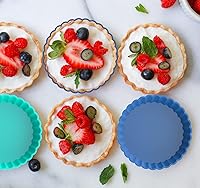 Vista 5 de Webake 8 Pack Silicone Tart and Pie Molds, 5 Inches Silicone Round Mold Individual Small Fluted Cake Pans Mini Quiche Tart Pans for Baking