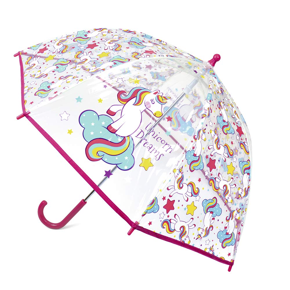 DINZIO Kids Boys Girls Childrens 3D Umbrella (Unicorn Dreams)