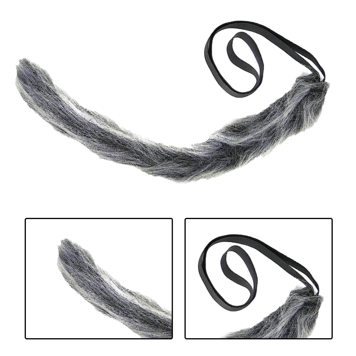 Bohue 2pcs Wolf Cosplay Costume Set Wolf Ears Headband and Tail Grey Wolf Headband Faux Fur Wolf Cosplay Costume for Halloween Party Dress Up Supplies - Image 2