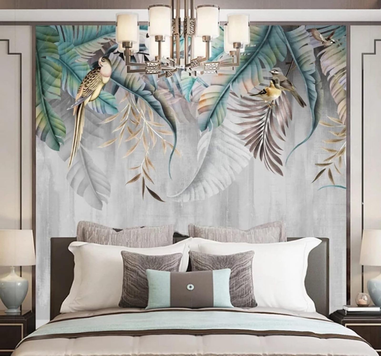 XLMING Vintage Three Dimensional Plants Leaves Birds 3D Wallpaper Luxury Home Dining Decor Paste Sofa Living Room The Wall for Bedroom Mural-400cm×280cm