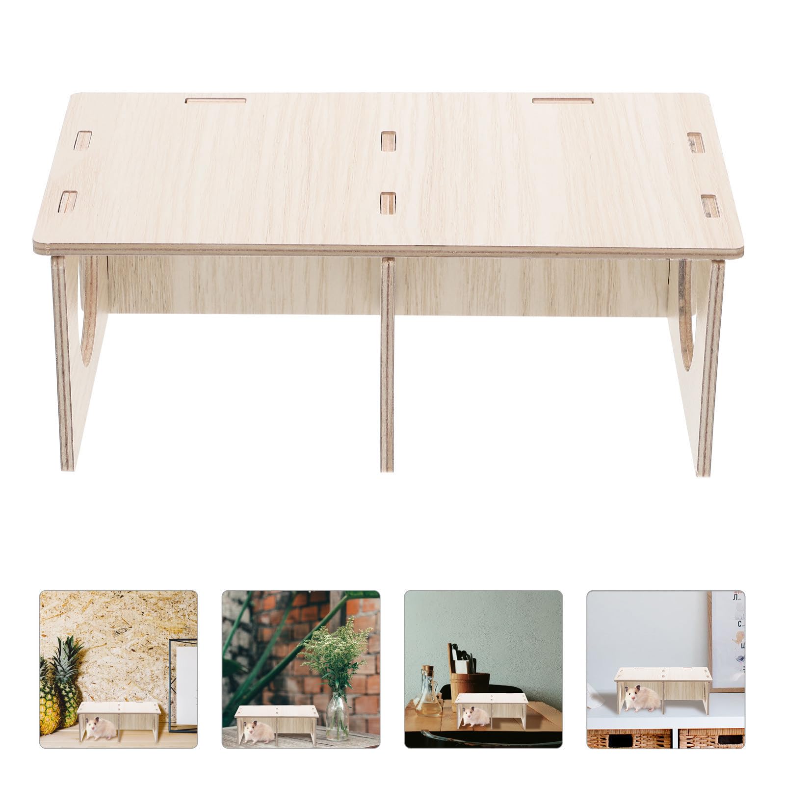 BESTonZON Casa de Madera Juguete Masticable Diseño Transparente y Dos Habitaciones para Hámster para Cobayas y Conejos, Adecuado para Verano E Invierno