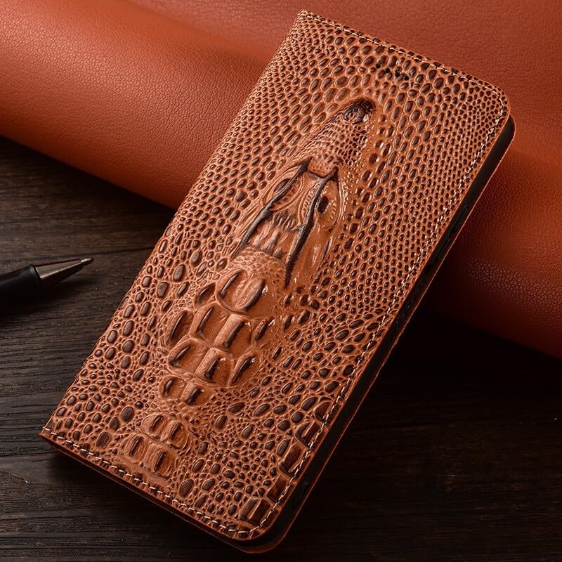 Étui iPhone 12 Pro Max cuir véritable marron protégeant l'écran avec porte-carte