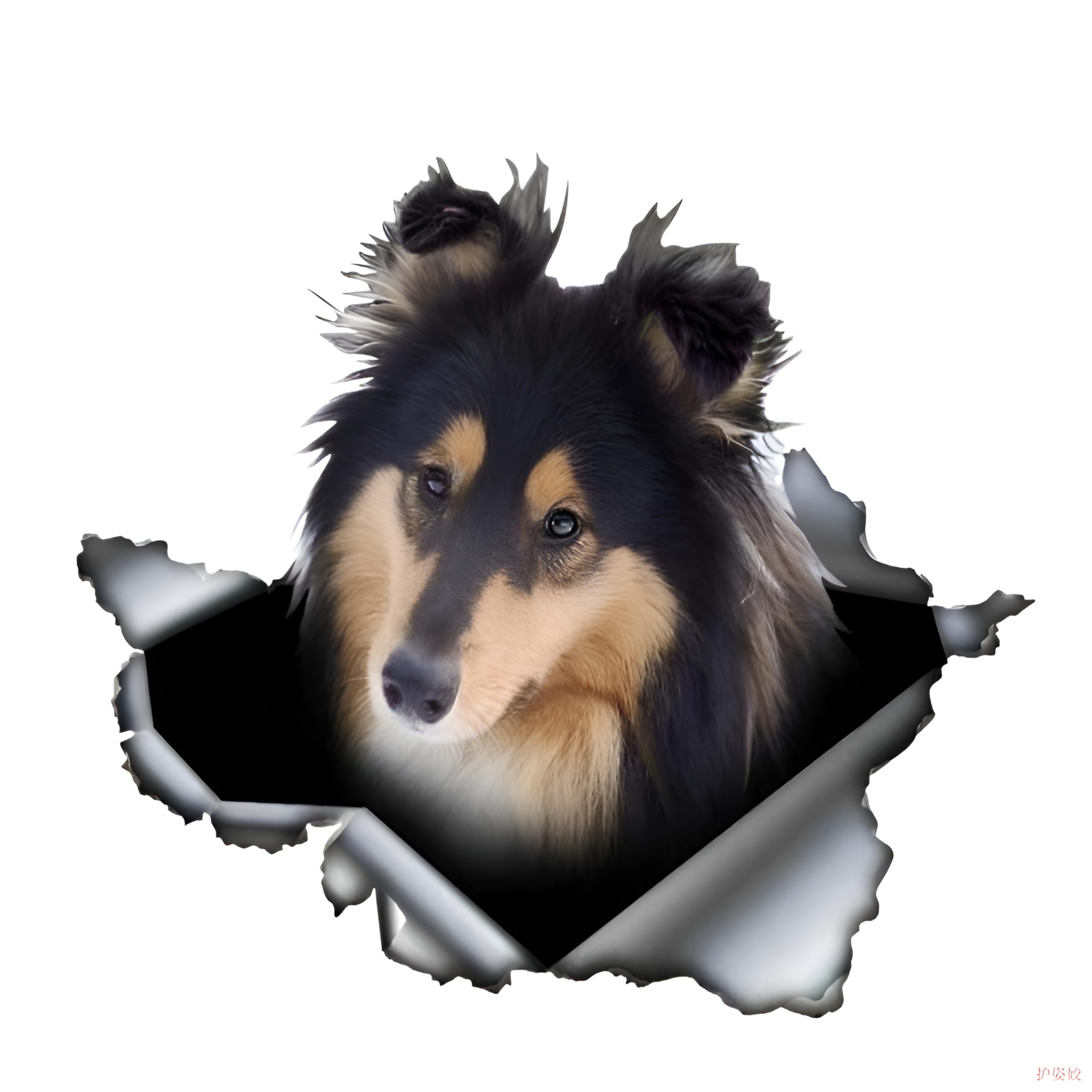 Autoaufkleber 22cm(8.7 Inch) Collie Rough Aufkleber Lustig 3D Zerrissen Reflektierende Auto Aufkleber Braun Collie Rough Car Sticker Haustier Hund Wasserdichte Aufkleber
