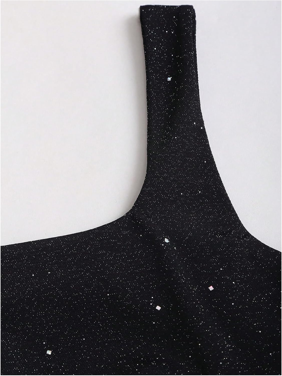 Floerns Women's Sparkly Rhinestone Square Neck Tank Dress Ruched Layered Ruffle Party Mini Dresses
