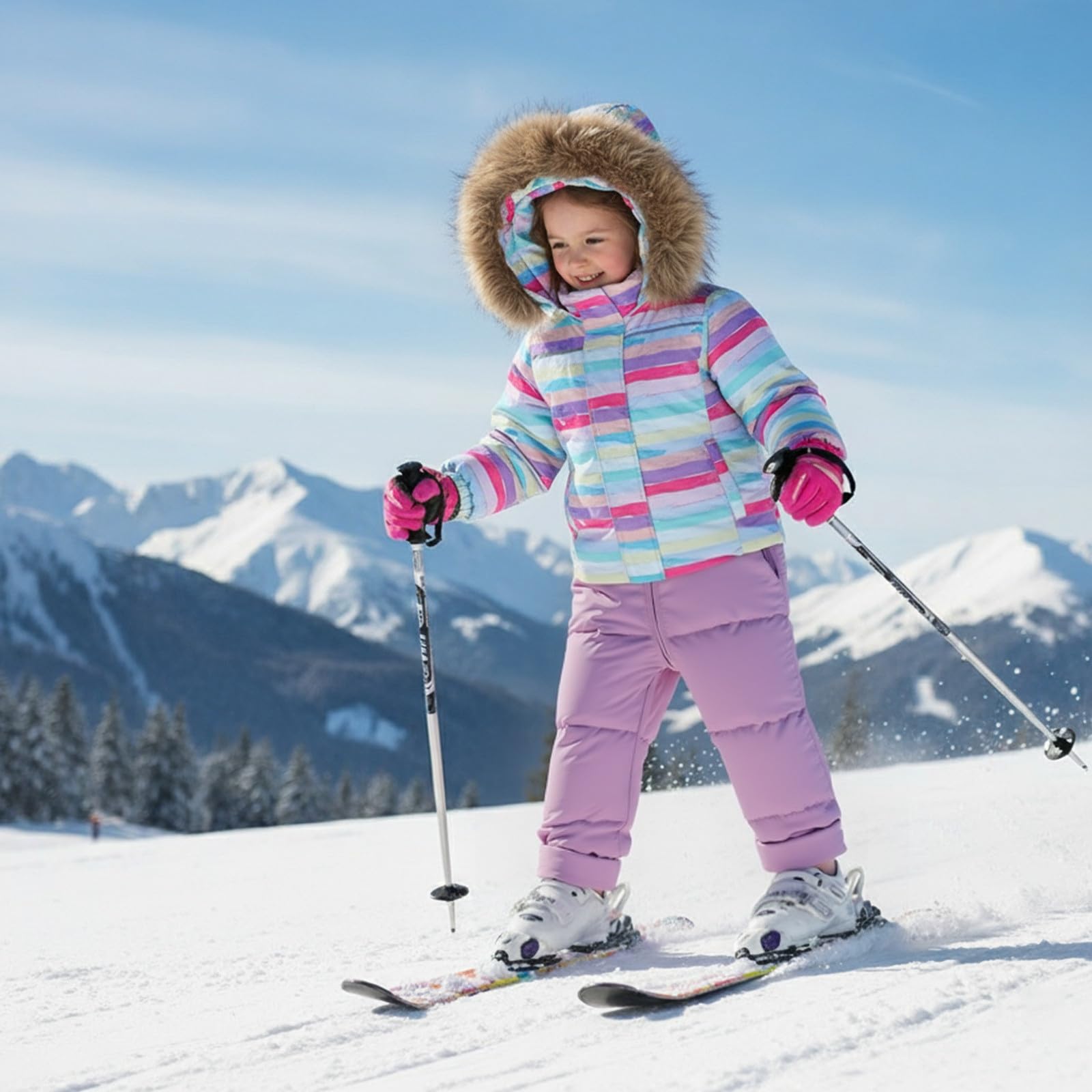 Genérico Traje Nieve NiñA Bebe,Conjunto De Nieve Aislante De Dos Piezas para NiñAs Ideal para El Invierno Incluye Mono Y Abrigo Acolchados para Jugar Al Aire Libre En Climas FríOs