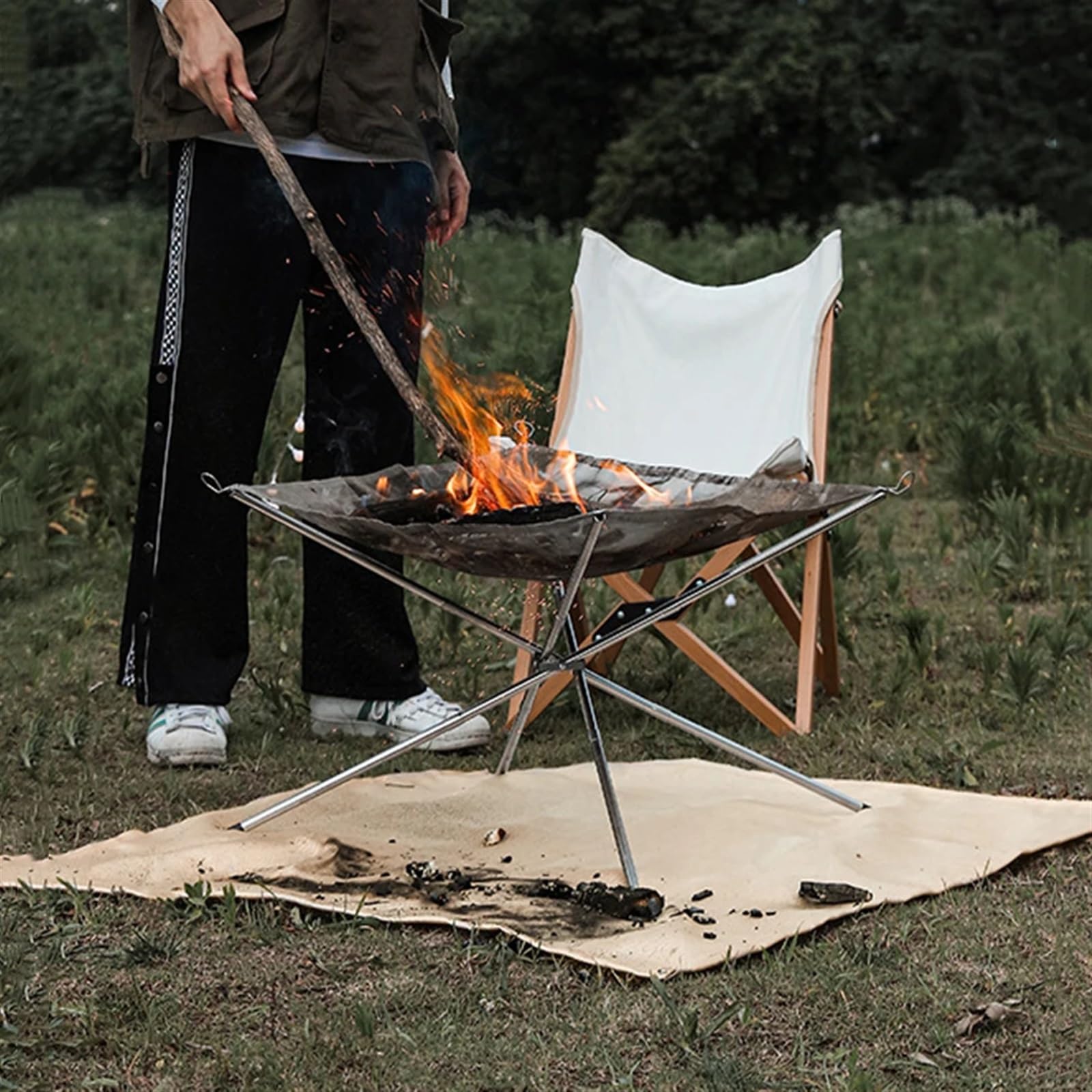 Coperta antincendio for Barbecue Panno ignifugo da Campeggio Tappetino for braciere Tappetino for Barbecue da Picnic Stufa for griglia Coperta Tappeto in Fibra di Vetro(100x100cm)