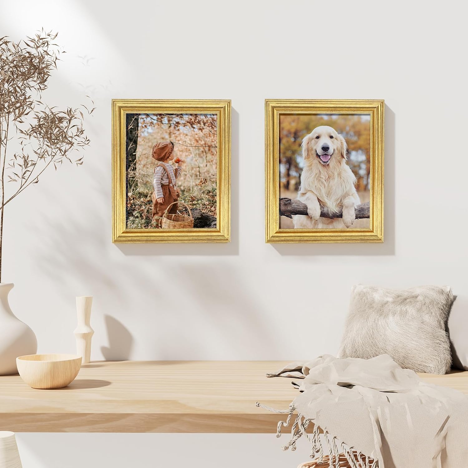 Vittanly Set of 9 Black 8x10 Picture Frames and Set of 2 Gold 8x10 Picture Frame