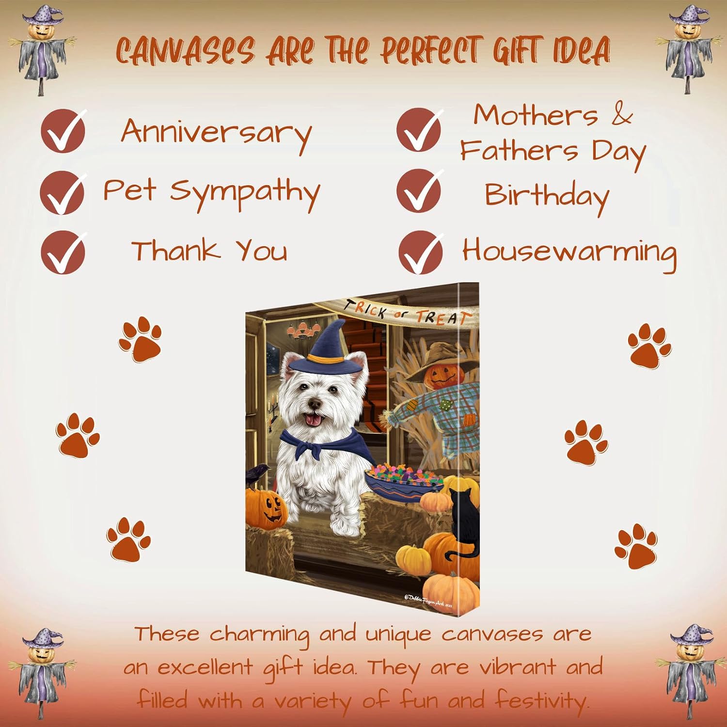 Doggie of the Day Enter at Risk with West Highland Terrier Dogs Canvas Wall Art - Premium Quality Ready to Hang Room Decor - 1.5" Thick Canvas Wrap 16" x 24"