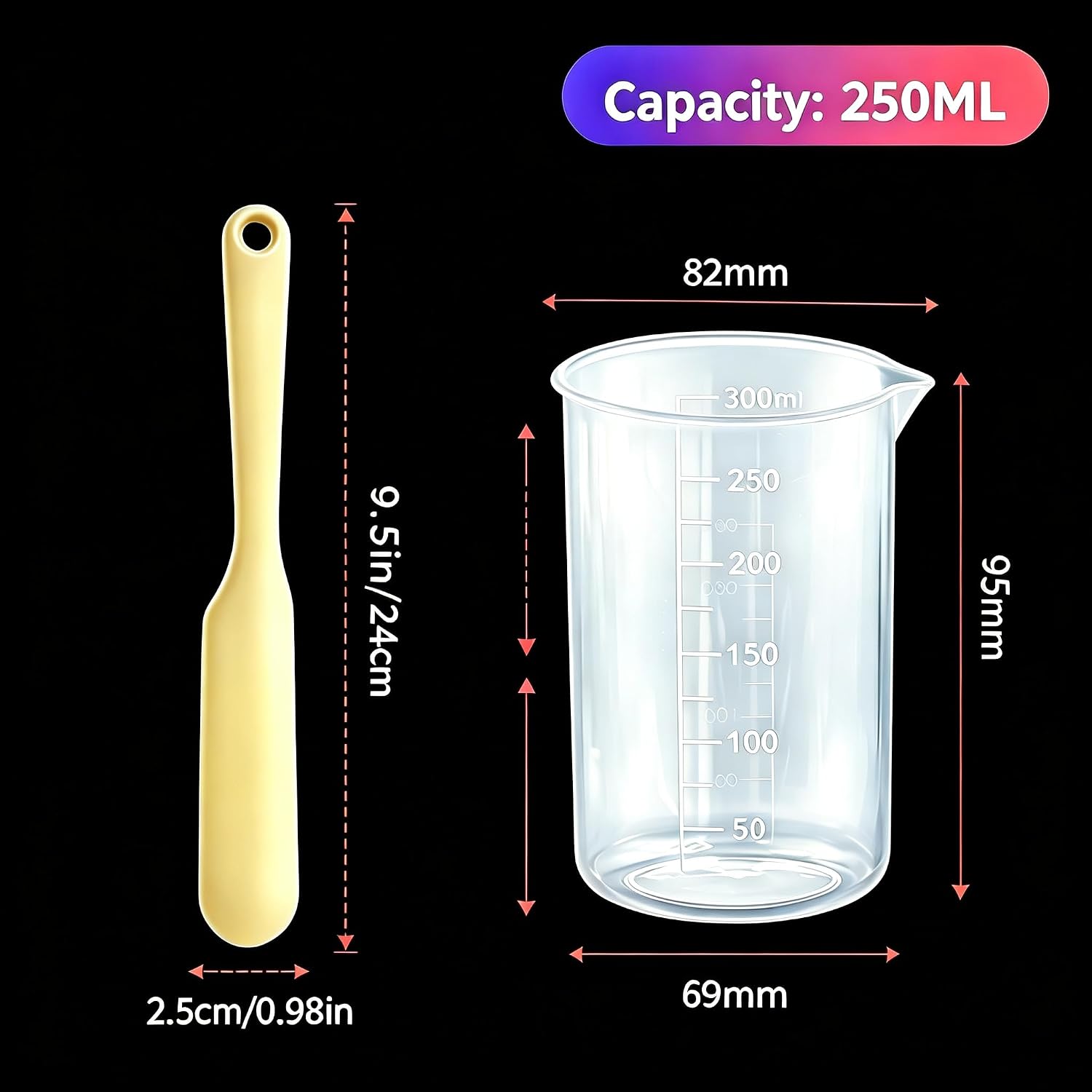 4PCS Silicone Cups for Melting Chocolate 250ml with 4PCS Jar Spatulas Set