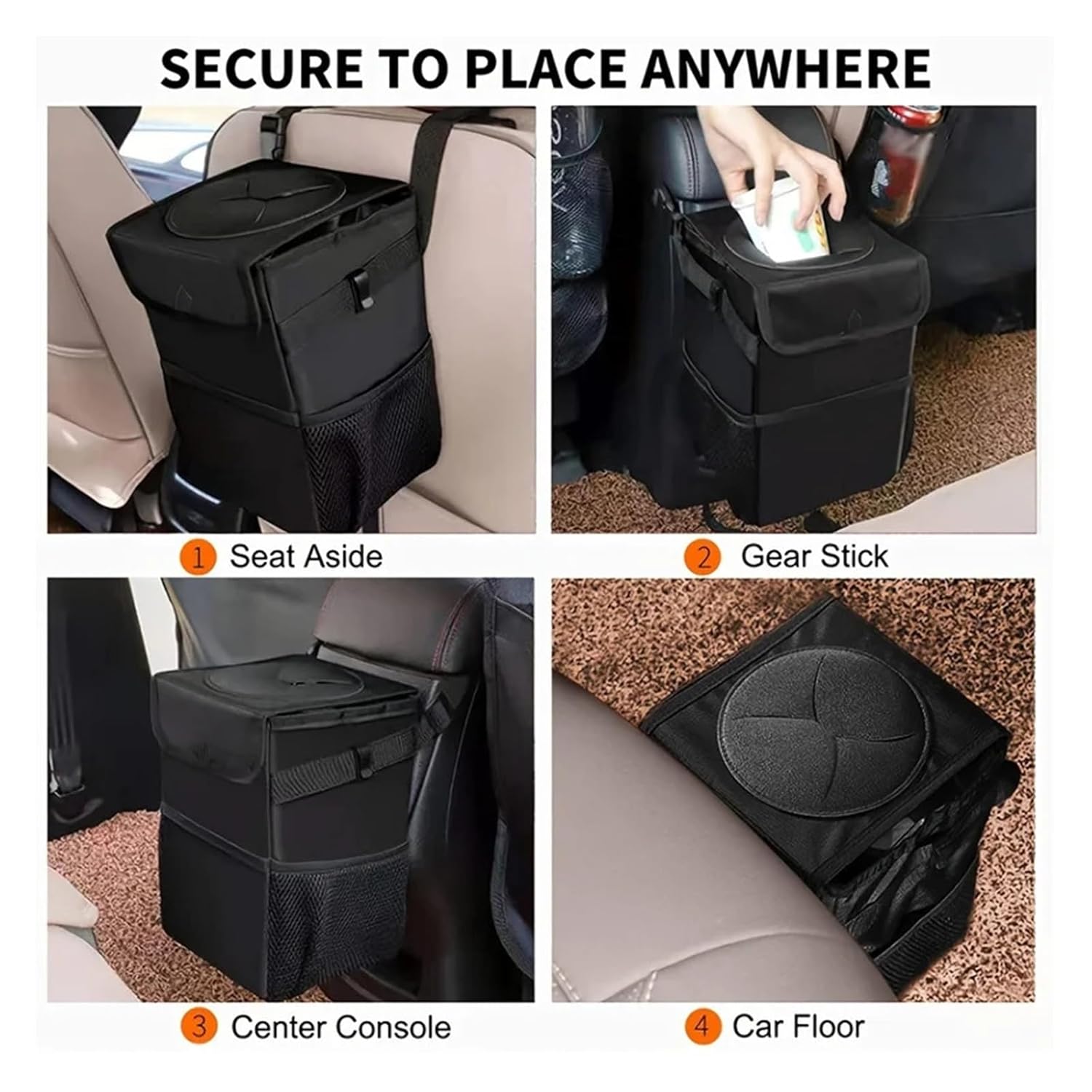 Car Trash Can with Lid Car Folding Storage Box Car Garbage Can Car Fit for Seat Storage