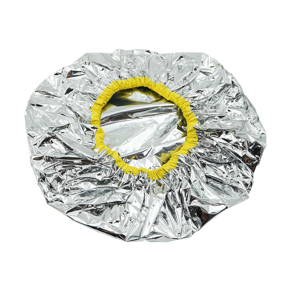 ieron 10 pcs Aluminium Foil Shower Cap, 2 Size (27 cm diameter and 28 cm diameter) Shower Caps, Reusable - Image 2