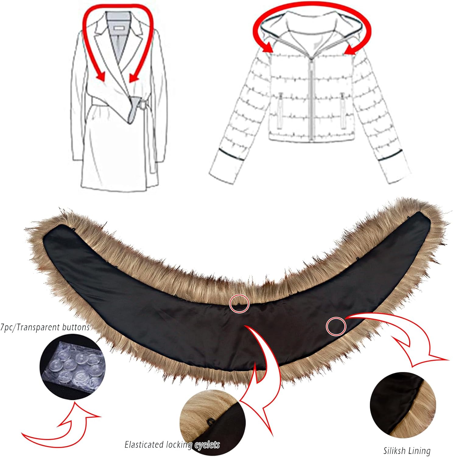 L'VOW Viking Fur Collar Faux Fur Shawl Shoulder Fur Wrap Scarf Women Halloween Barbarian Cosplay Costume Accessory - Image 6